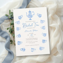 Fiesta del té para desayuno nupcial con algo azul