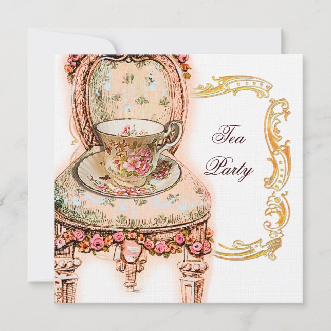 Invitación Fiesta del té rosa rosa de Victoria (Anverso)