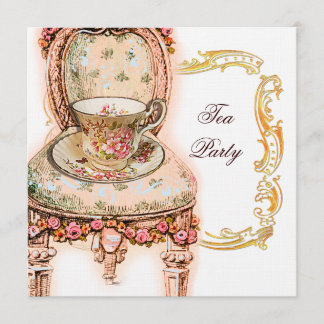 Invitación Fiesta del té rosa rosa de Victoria