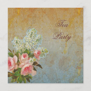 Invitación Fiesta del té rosa rosa de Victoria