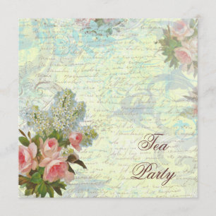 Invitación Fiesta del té rosa rosa de Victoria