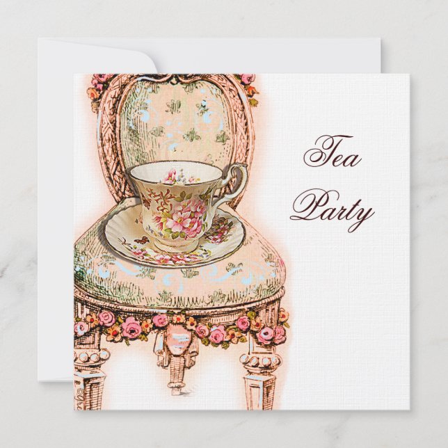 Invitación Fiesta del té rosa rosa de Victoria (Anverso)