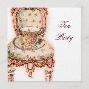 Invitación Fiesta del té rosa rosa de Victoria