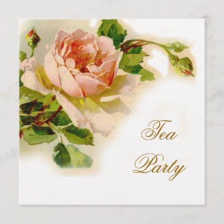Invitación Fiesta del té rosado de la novia rosa de la vintag