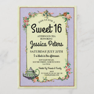 Invitación Fiesta del té rústica de la tetera del país de las