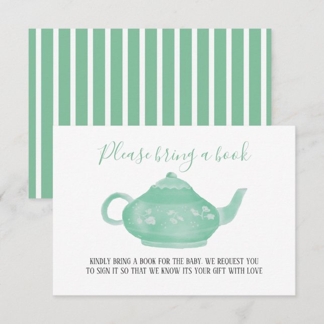 Invitación Fiesta del té Shabby Chic Baby Shower | Traer un l (Anverso / Reverso)