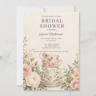Invitación Fiesta del Té Taza de Té Floral Despedida de Solte