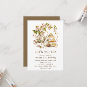 Invitación Fiesta del Té Victoriana Let's Par Tea Cumpleaños