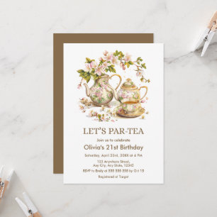 Invitación Fiesta del Té Victoriana Let's Par Tea Cumpleaños 