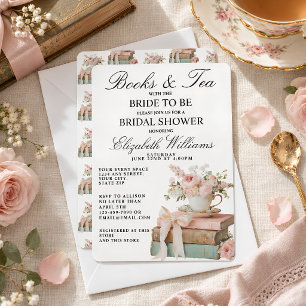 Invitación Fiesta del Té Vintage Libros & Té Despedida de Sol