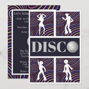 Invitación Fiesta del tema 70 de Funky Swirls Disco