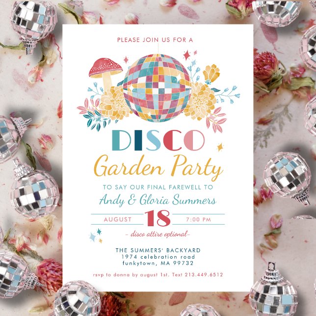 Invitación Fiesta del tema del Fiesta 70 de Disco Garden (Subido por el creador)