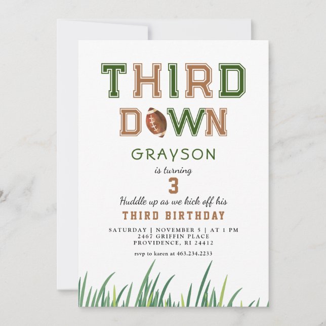 Invitación Fiesta del tercer cumpleaños de Huddle Up (Anverso)