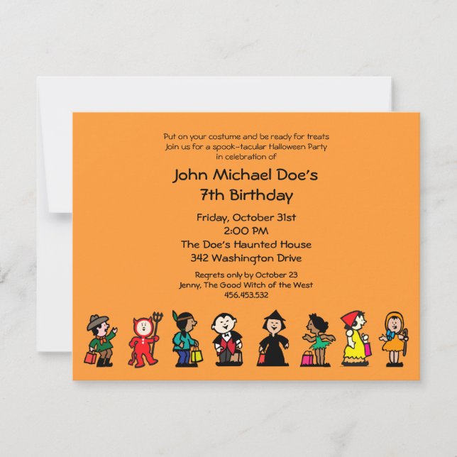 Invitación Fiesta del traje del cumpleaños de Spooktacular (Anverso)