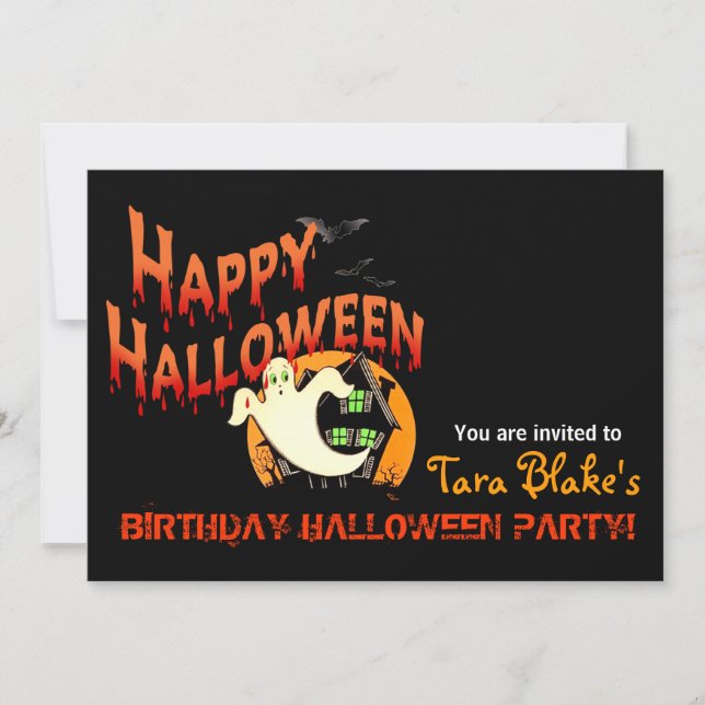 Invitación Fiesta del traje del feliz Halloween (Anverso)