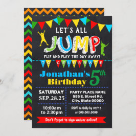 Invitación fiesta del trampolín de cumpleaños de Chalkboard J