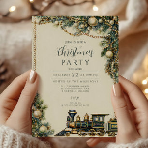 Invitación Fiesta del tren navideño vintage