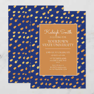 Invitación Fiesta del tronco universitario de oro azul modern