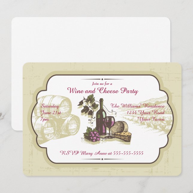 Invitación Fiesta del vino y del queso (Anverso / Reverso)