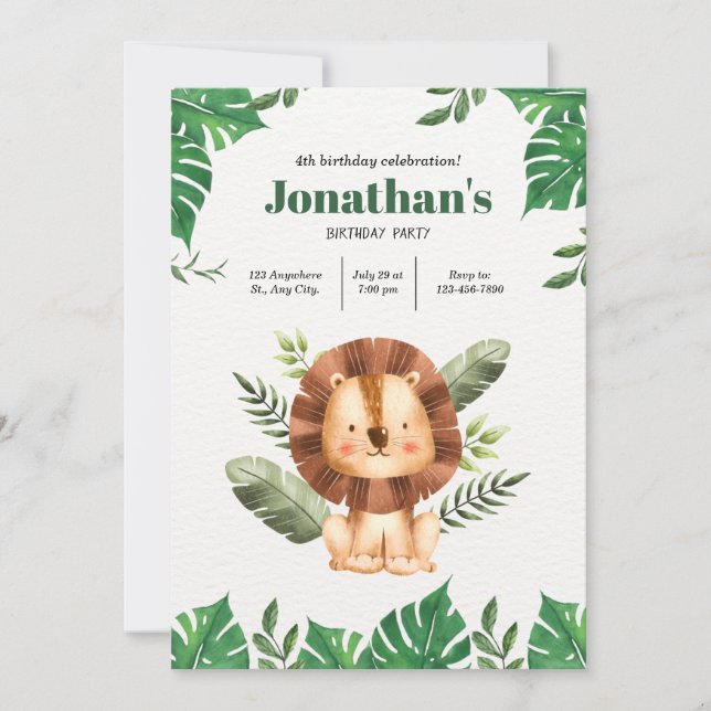 Invitación Fiesta del Zoológico de León: Cumpleaños de los An (Anverso)