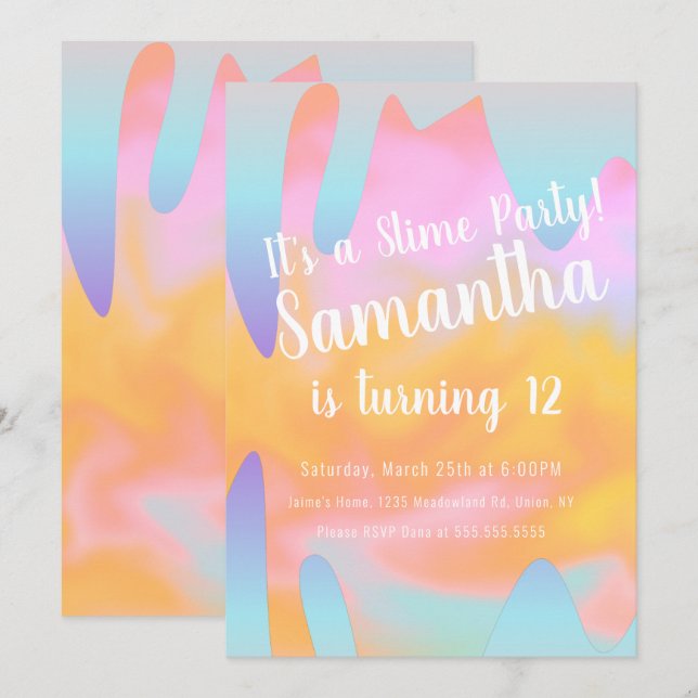 Invitación Fiesta delgado Ombre Drits Acervo de cumpleaños (Anverso / Reverso)