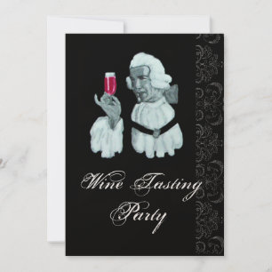 Invitación FIESTA DEMASIADO DE VINO Damask Champagne blanco n