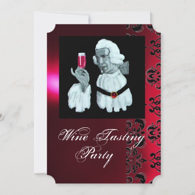Invitación Fiesta DEMASIADO DE VINOS, Damask, Champagne (Anverso)