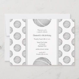 Invitación fiesta deportivo de baloncesto gris claro