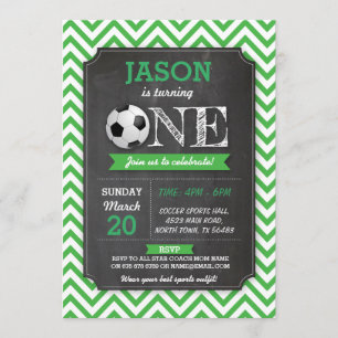 Invitación Fiesta deportivo de fútbol primer cumpleaños invit