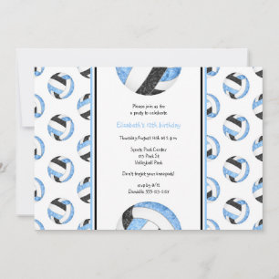 Invitación fiesta deportivo del equipo de voleibol negro azul