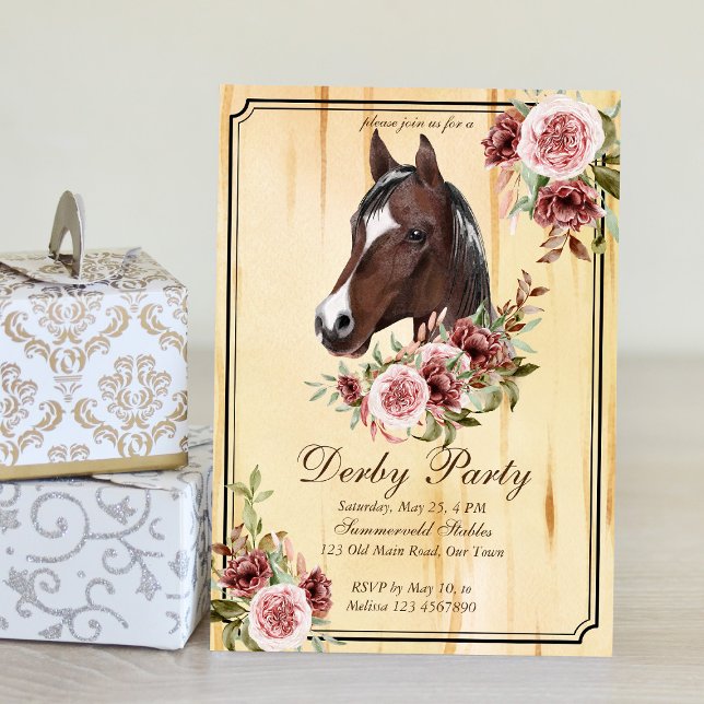Invitación Fiesta Derby, caballo, fiesta ecuestre (Subido por el creador)