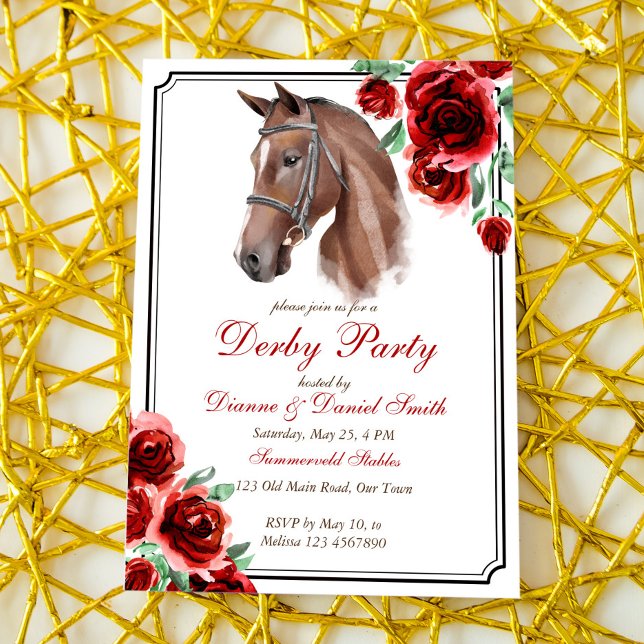 Invitación Fiesta Derby, caballo, fiesta ecuestre (Subido por el creador)