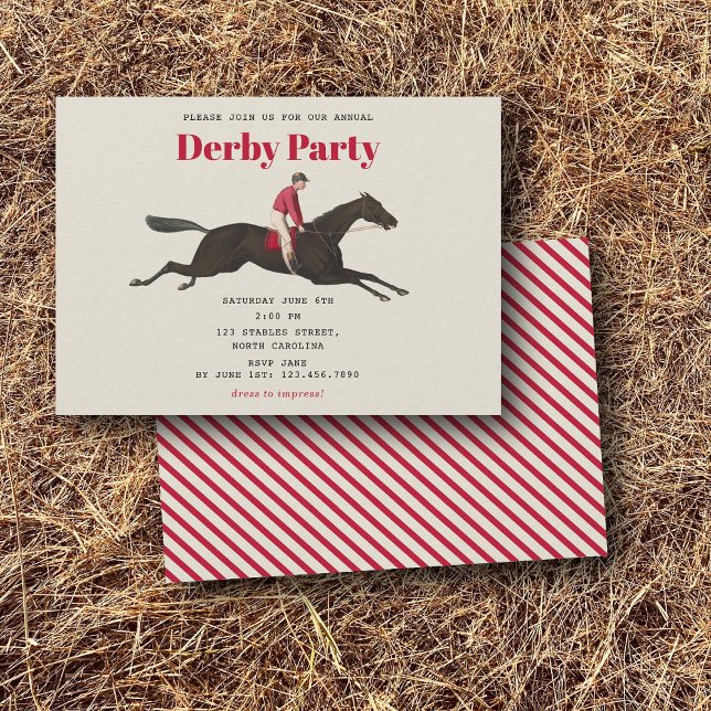 Invitación Fiesta Derby de Caballos de Carreras Cumpleaños Ec (Race Horse Derby Party Equestrian Racing Birthday Invitation)