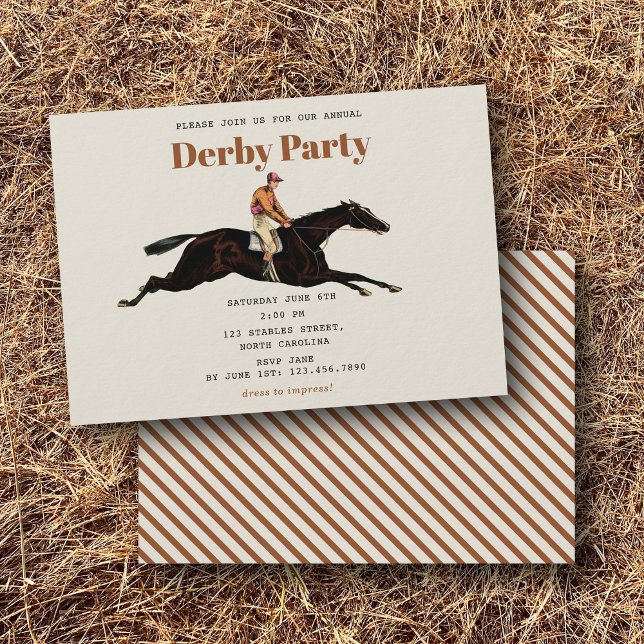 Invitación Fiesta Derby de Caballos de Carreras de Cumpleaños (Race Horse Derby Party Equestrian Racing Birthday Invitation)