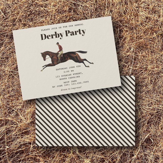Invitación Fiesta Derby de Caballos de Carreras de Cumpleaños (Race Horse Derby Party Equestrian Racing Birthday Invitation)