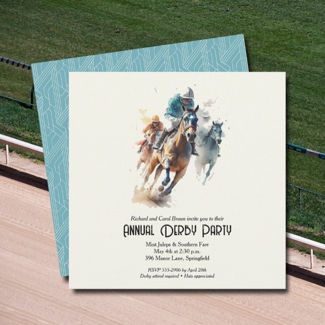 Invitación Fiesta Derby Horses and Jockeys (Racehorses and Jockeys Derby Party Invitations - INSTANT DOWNLOAD and/or PRINTED or both!)
