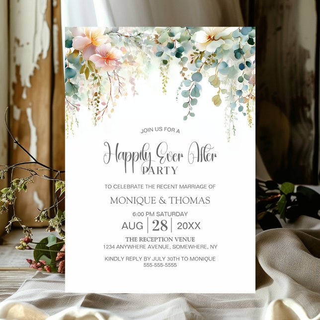 Invitación Fiesta Después de Boda con Verde Eucalipto (Subido por el creador)