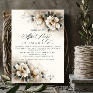 Invitación Fiesta Después de Boda Floral Neutral Rústica
