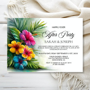 Invitación Fiesta Después de la Boda de Hibisco Tropical