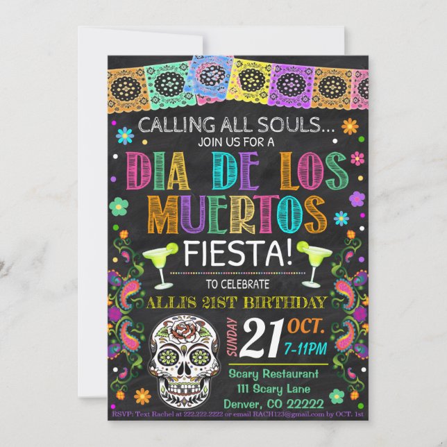Invitación Fiesta Dia De Los Muertos (Anverso)