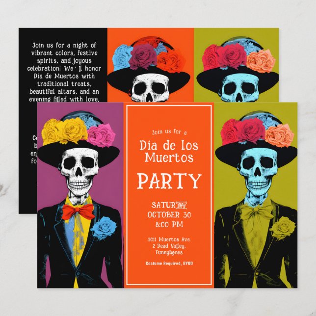 Invitación 💀 Fiesta Dia de Muertos (Anverso / Reverso)