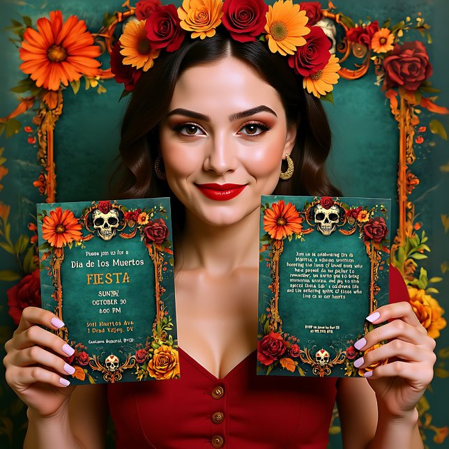 Invitación 🎉 fiesta Día de Muertos de 💀 (💀🎉 Vintage Día de Muertos Party Invitation)