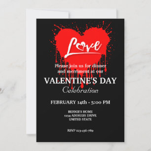 Invitación FIESTA día de San Valentín CON AMOR AL CORAZÓN ROJ
