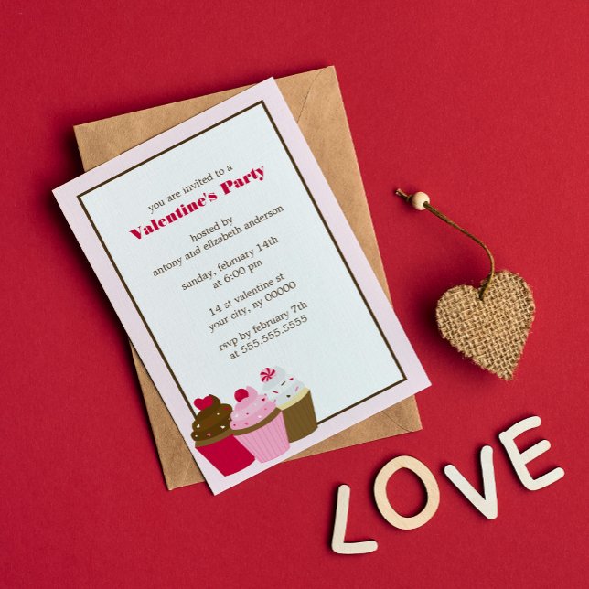 Invitación Fiesta Día de San Valentín Cupcakes (Subido por el creador)