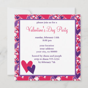 Invitación Fiesta Día de San Valentín Pink and Purple Heart
