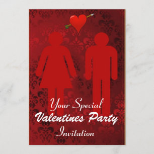 Invitación Fiesta Día de San Valentín rojo divertido