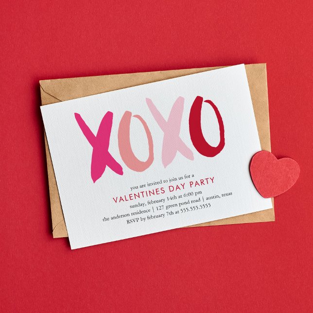 Invitación fiesta Día de San Valentín "XOXO" (Subido por el creador)