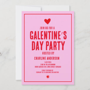 Invitación Fiesta dibujado a mano en el Día de Galentine