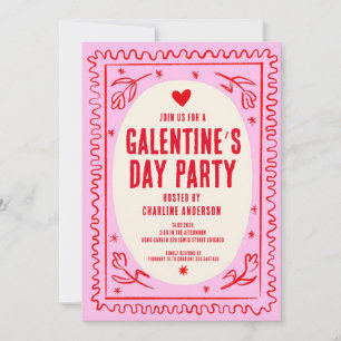 Invitación Fiesta dibujado a mano en el Día de Galentine