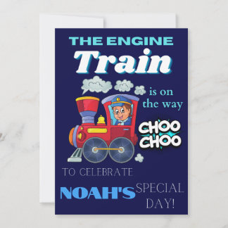 Invitación Fiesta digital de cumpleaños de los niños del tren